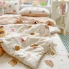 Class A mother and baby grade cloud feel double-layer gauze bed cover summer quilt four-piece set, Bear air conditioner summer thin quilt with cotton lining Specification image